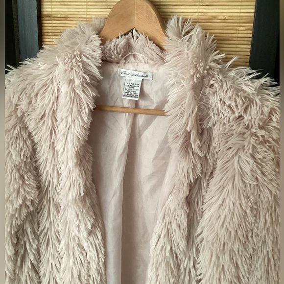 💗 Faux Fur body coat Sz L pale pink EUC glam feminine - Picture 5 of 6